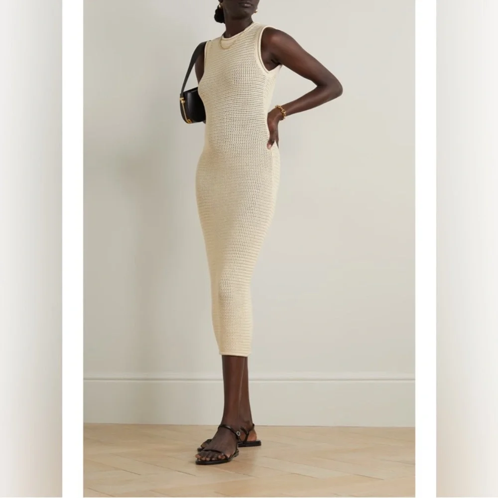 Reformation Nolan Sleeveless Crochet  Organic Cotton Sweater Maxi Dress - Picture 2 of 12